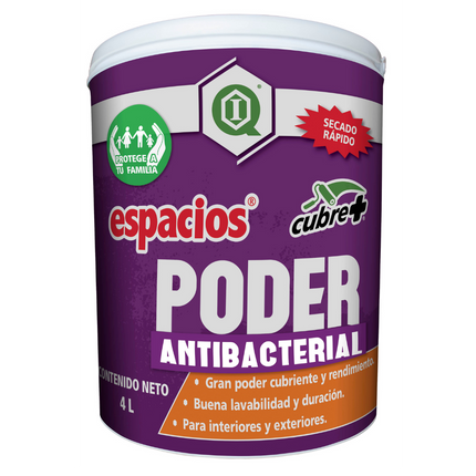 Espacios Poder Antiviral Antibacterial, 4Lt